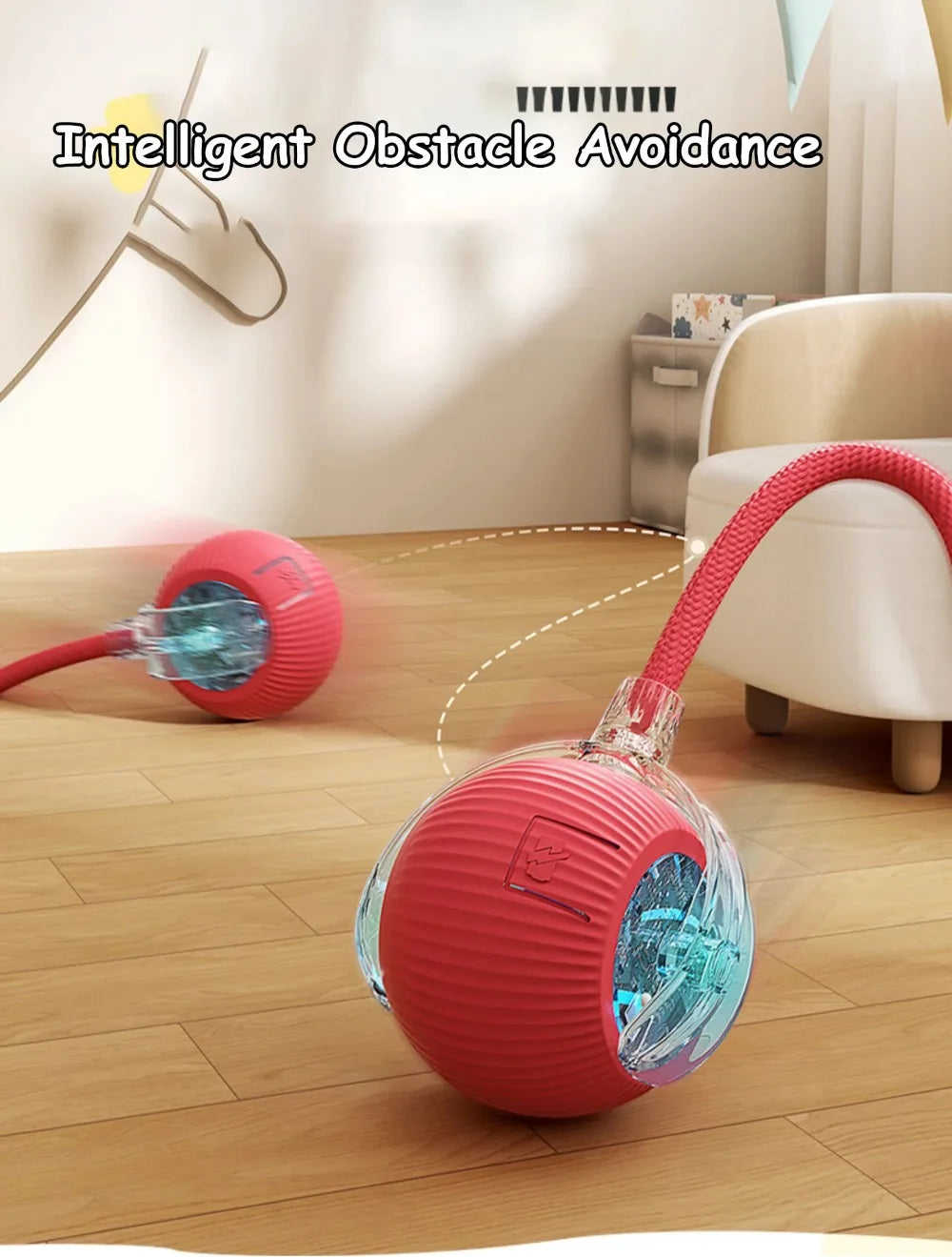 New Cat Interactive Ball Toy Automatic Rolling Ball Faux Tail Rechargeable Smart Pet Electric Toy Dog Cat Training Imitate Mouse