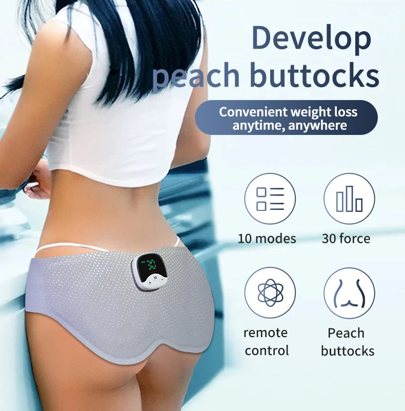 EMS Hips Trainer Butt Muscle Stimulator USB Charging Wearable Buttocks Toner 10 Modes 30 Levels with Remote Control for Women
