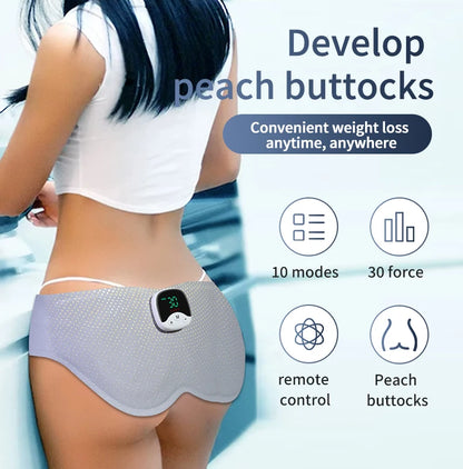 EMS Hips Trainer Butt Muscle Stimulator USB Charging Wearable Buttocks Toner 10 Modes 30 Levels with Remote Control for Women