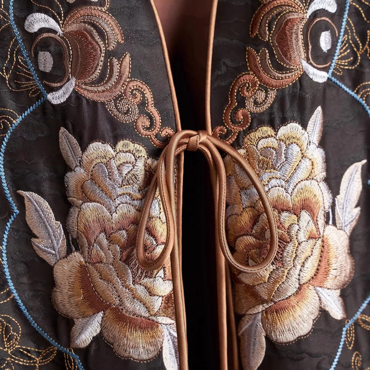 Satin Silk Vest Jacket for Women Spring 2025 New V-Neck Chinese Style Embroidery Top Women's Fashion Outerwear