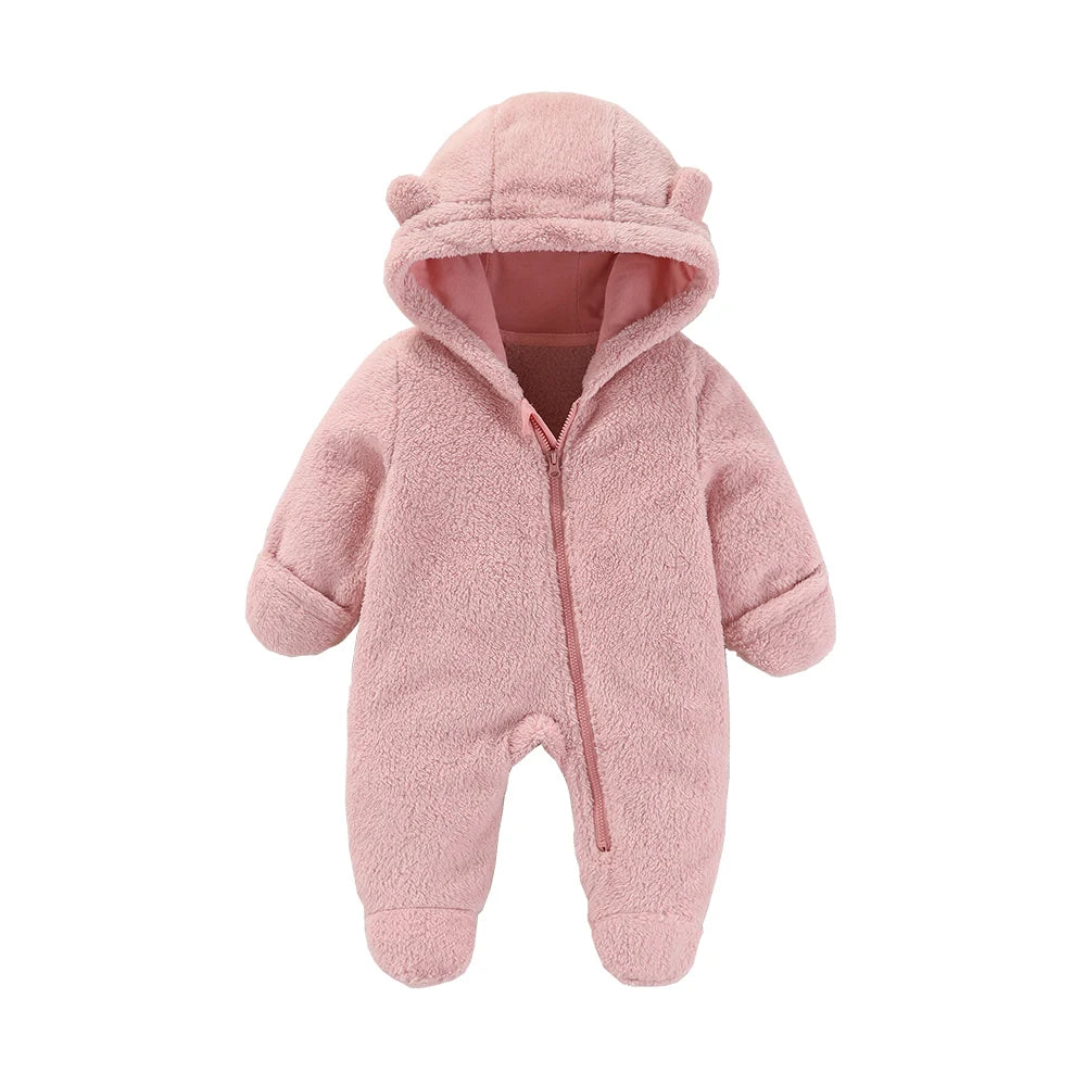 Newborn Baby Flannel Rompers Soft Warm Autumn Winter Bodysuit for Boys & Girls Cartoon Print Jumpsuit 0-19M Newborn Baby Clothes