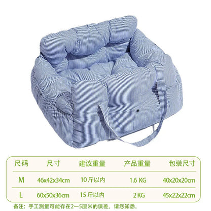 Car Dog Bed Safety Seat, Portable Pet Carrier with Seatbelt, Soft Cushion for Small Medium Dogs, Non-Slip Car Travel Accessories