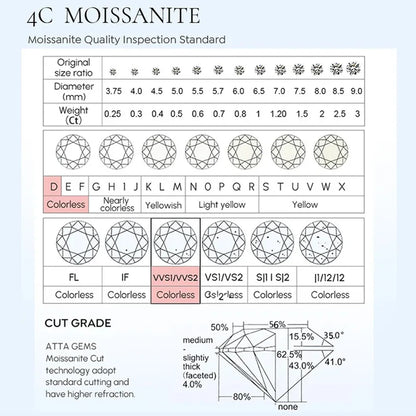 Moissanite Earrings for Women Pass Diamond Test Pen 100%  With Certificate Ear Studs 925 Sterling Silver Fine Jewelry