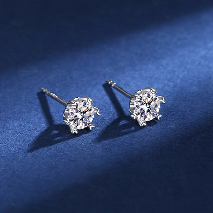 Moissanite Earrings for Women Pass Diamond Test Pen 100%  With Certificate Ear Studs 925 Sterling Silver Fine Jewelry