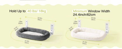 Mewoofun Foldable Cat Window Perch with 4 Strong Suction Cups Cordless Cat Window Hammock Removable Soft Cover White Brown Green