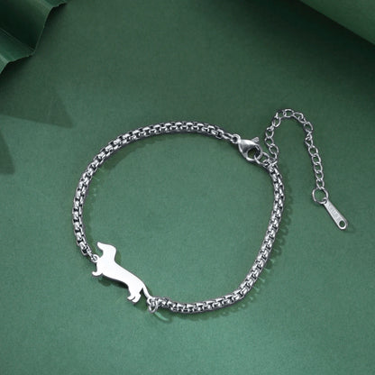 Cute Dachshund Dog Stainless Steel Bracelet for Women's Valentine's Day Commemorative Day Jewelry and Gift Wholesale