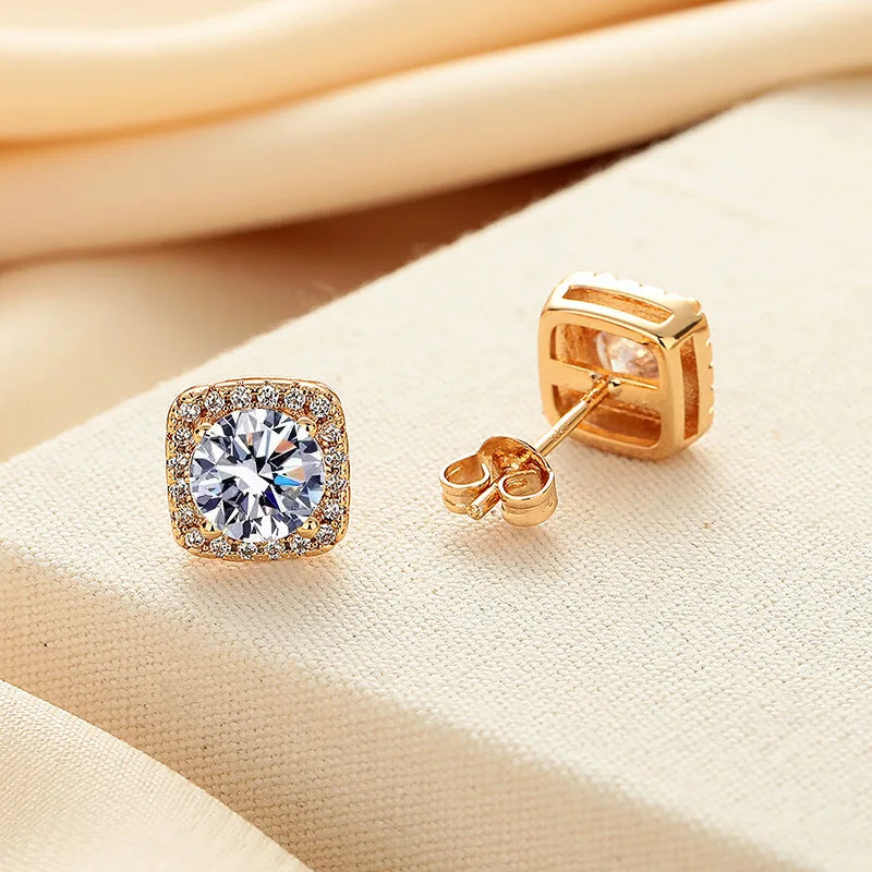 Moissanite Earrings for Women Pass Diamond Test Pen 100%  With Certificate Ear Studs 925 Sterling Silver Fine Jewelry