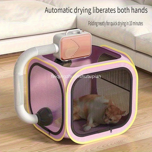 Folded Automatic Pet Drying Box Closed Hair Blow Blow-Drying Bag Cat Bathing Blow-Drying Artifact Package Drying Tent Cat Box