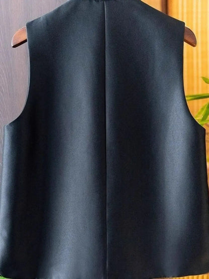 Satin Silk Embroidered Vest Women Chinese Style Vintage Vest Sleeveless Retro Tops Female Autumn New Fashion