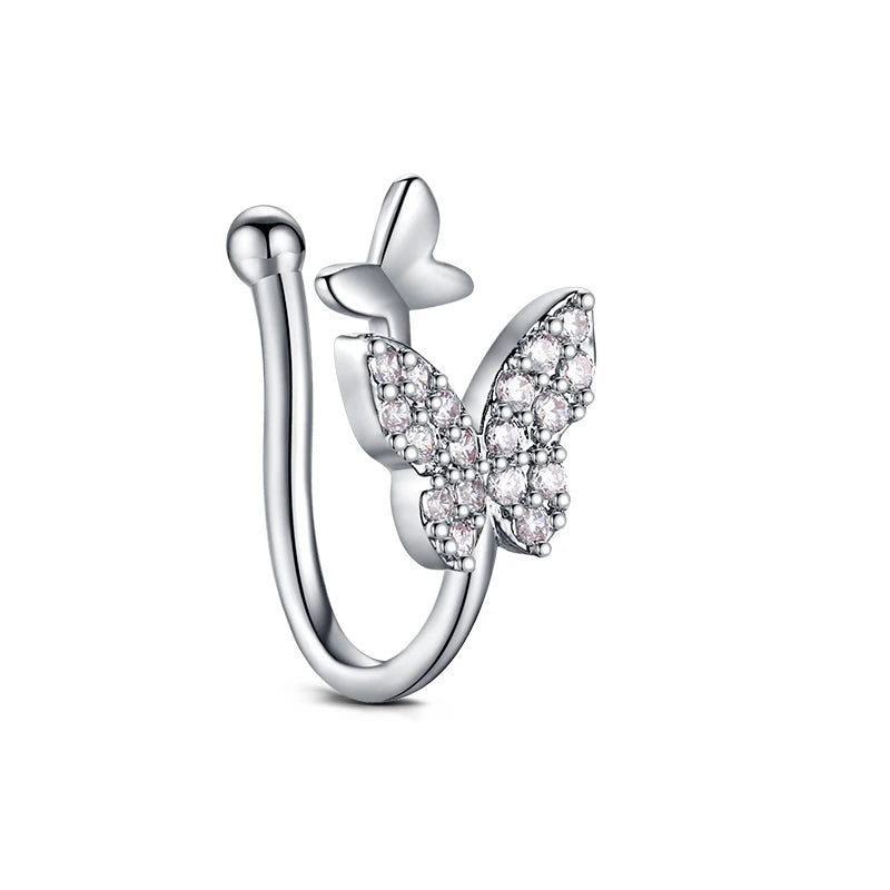 1Pcs Stainless Steel Nose Ring Hoop C Shape Septum Rings Non Piercing Ear Clip Earring Fake Nose RingsWomen Piercing Jewelry