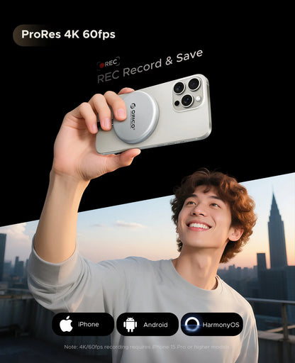 ORICO KR20Mini Magnetic External SSD for iPhone 17 16 15 Pro/Max ProRes 2000MB/s 4K ProRes HDR Record and Store