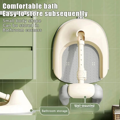 Adjustable Baby Shower Rack - Foldable Anti-Slip Bath Caddy for Infants, Secure Bathtub Organizer with Drainage Holes