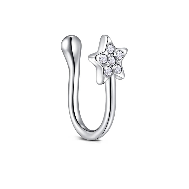 1Pcs Stainless Steel Nose Ring Hoop C Shape Septum Rings Non Piercing Ear Clip Earring Fake Nose RingsWomen Piercing Jewelry