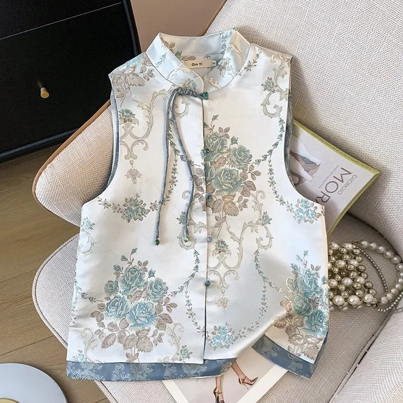 Thin Streetwear Casual Vintage Quality Chinese Ethnic Style Jacket Vests for Women Clothing Coats Fashion Clothes Embroidery