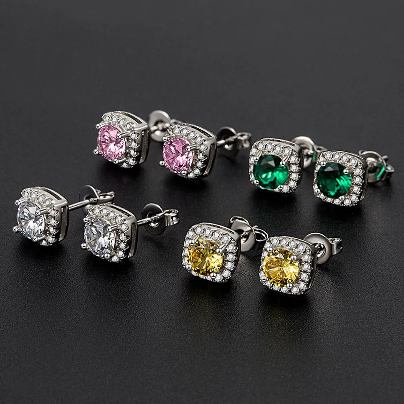Moissanite Earrings for Women Pass Diamond Test Pen 100%  With Certificate Ear Studs 925 Sterling Silver Fine Jewelry
