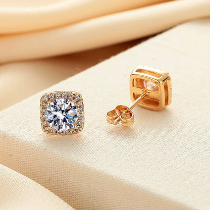 Moissanite Earrings for Women Pass Diamond Test Pen 100%  With Certificate Ear Studs 925 Sterling Silver Fine Jewelry