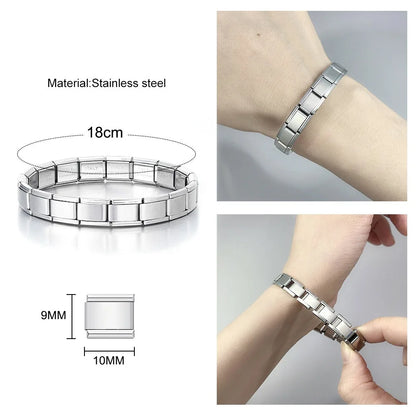 2025 New Men and Women Starry Colors 18 Pieces Italian Charm Fit 9mm Stainless Steel Modular Bracelet Wholesale Jewelry