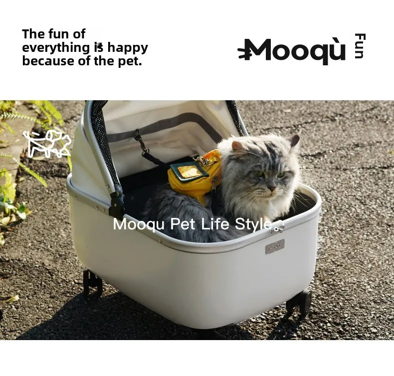 Lightweight Pet Travel Carrier Large Capacity Cat Backpack Shock-Absorbent Rolling Dog Trolley Adjustable Handle Pet Stroller