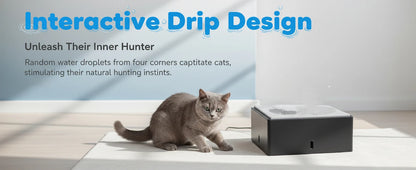 Cat Water Dispenser with Drip Design,Interactive Pet Drinking Toy,Easy to Clean Water Station for Indoor Outdoor Cats and Kitten