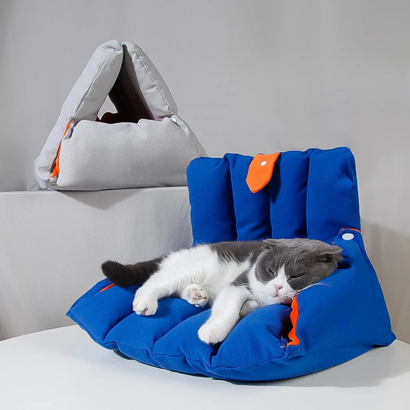 Triangular Sofa Cat Nest and  Drilled Holes Can Be Combined and Deformed. Multi-purpose Warm Autumn and Winter Pet Nests.