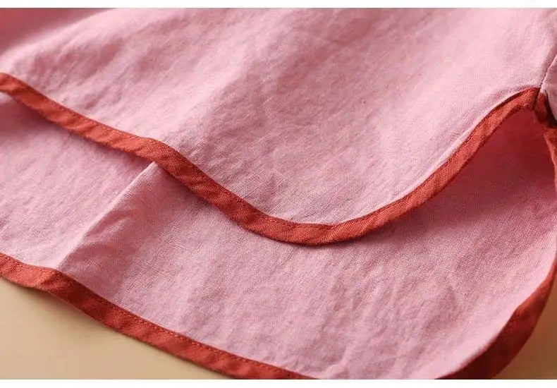 2023 Chinese Style Embroidery Blouse for Women  Summer O-neck Short Sleeve Cotton and  Linen traditional Tang suit Top