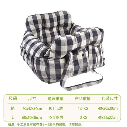 Car Dog Bed Safety Seat, Portable Pet Carrier with Seatbelt, Soft Cushion for Small Medium Dogs, Non-Slip Car Travel Accessories