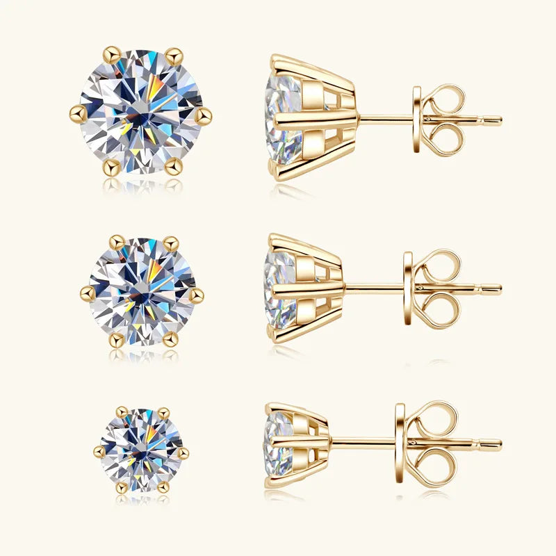 Moissanite Earrings for Women Pass Diamond Test Pen 100%  With Certificate Ear Studs 925 Sterling Silver Fine Jewelry