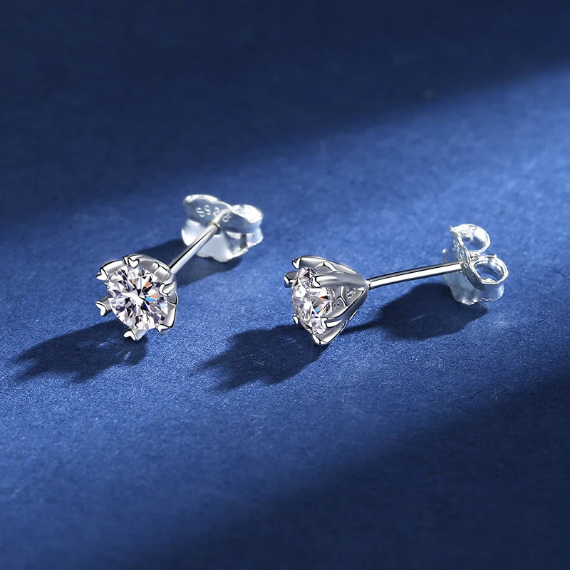 Moissanite Earrings for Women Pass Diamond Test Pen 100%  With Certificate Ear Studs 925 Sterling Silver Fine Jewelry