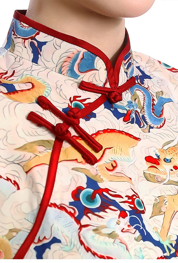 Chinese Dragon Pattern Vintage Improved Qipao Chinese Traditional Dress Niche Design Chinese Dress ципао Vestidos Para Mujer