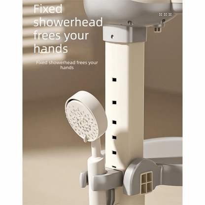 Non-Slip Baby Bath Stand Adjustable Free-Standing Baby Standing Shower Stand Safe Multifunctional Infant Bath Support