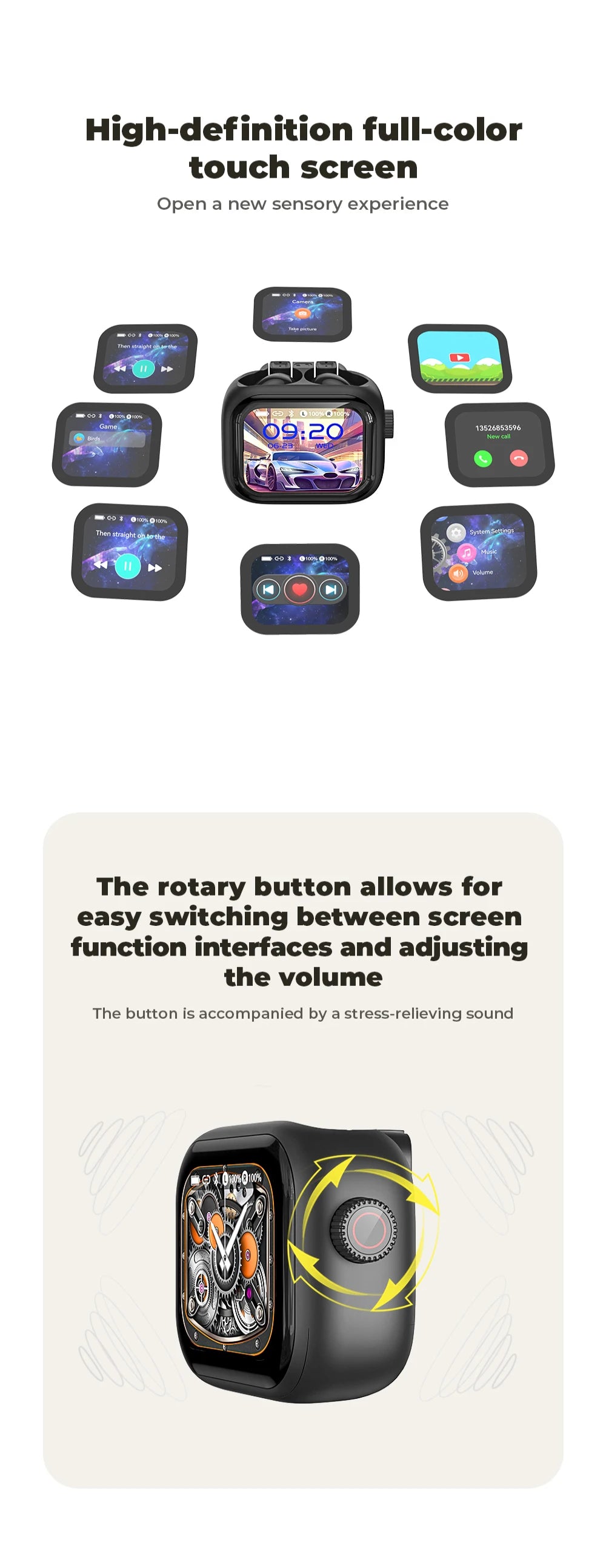 [Ultra HD Screen] HTC NE40 Earphones Bluetooth V6 TWS Sports Wireless Headphones AI Translator Earbud In-Ear Noise Reduction Mic