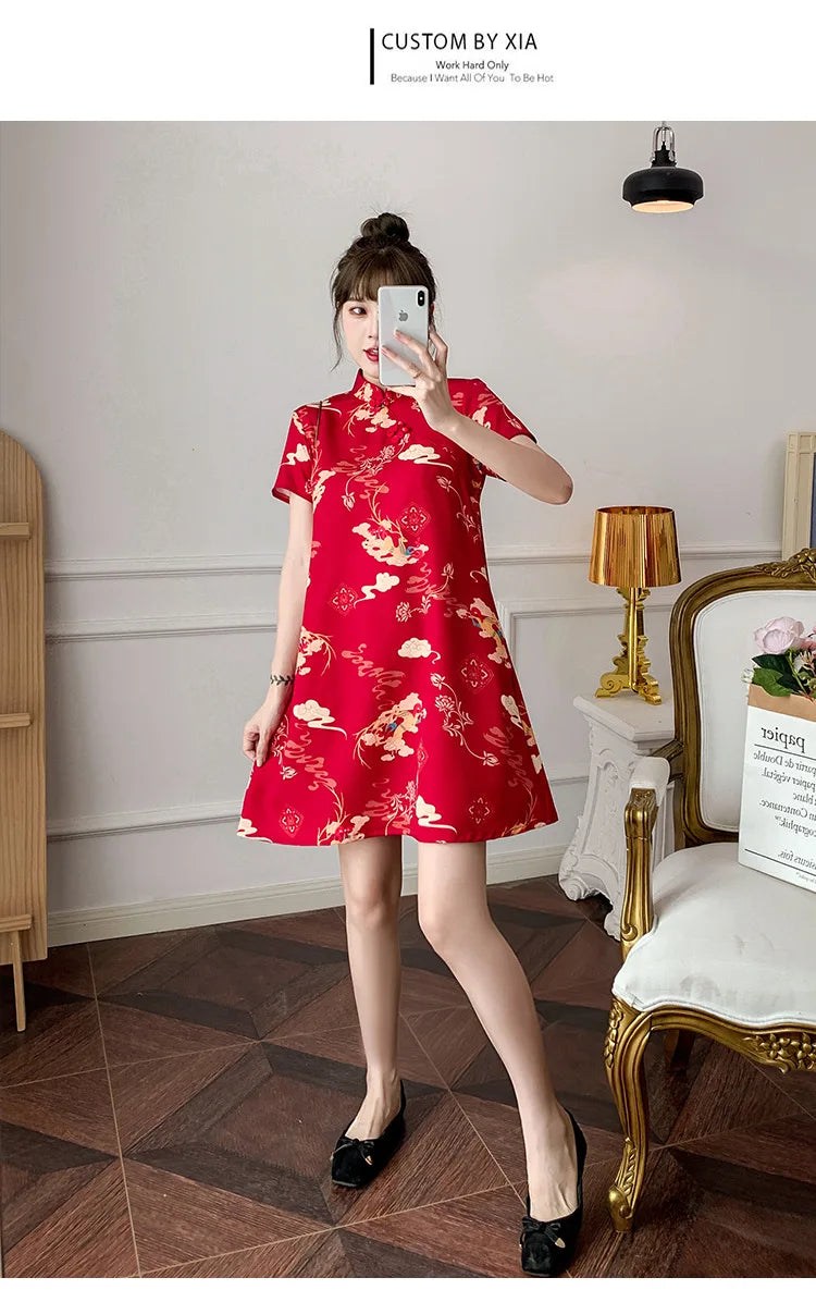 Chinese Traditional Dress Qipao for Women Fashion Vintage Lace Cheongsam Vestidos Autumn Sexy Elegant Party Wedding Clothing
