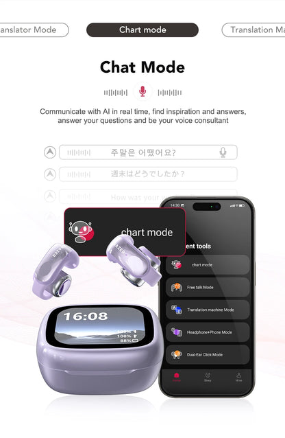 Translator ERAZER XF28 Bluetooth V6.0 Open-ear True Wireless EarbudsTranslation Earphones Office Travel,ASMR Headset APP