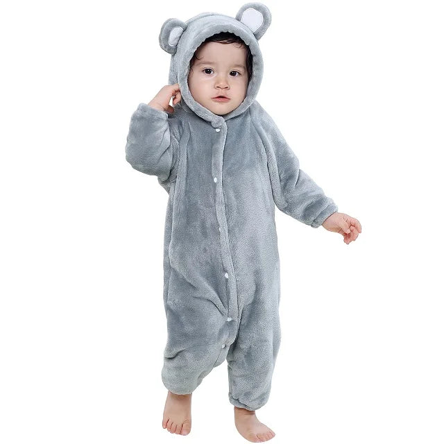 MICHLEY Carniva Baby Rompers Winter Clothes Flannel Hooded Bodysuits Pajamas Animals Overall Jumpsuit For Girls Boys Kids