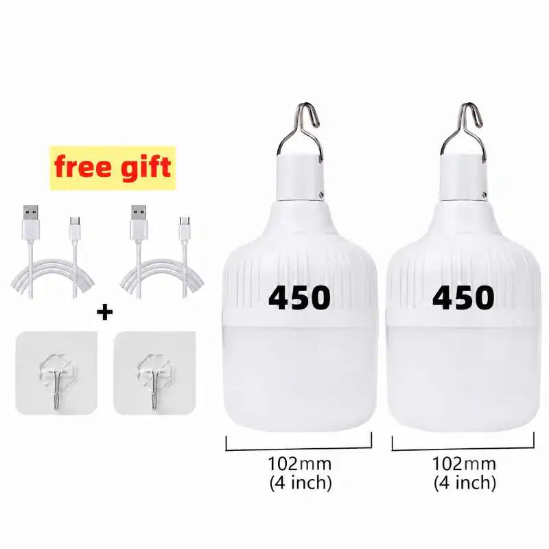Portable Outdoor BBQ Camping Lights USB Rechargeable Lamp LED Emergency Bulb Hook High Power Tents Lantern Night Lights Bulb