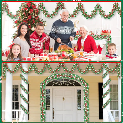 2M Christmas Snowflake Tinsel Garland Xmas Tree Decoration Christmas Metallic Twist Garland Ceiling Hanging New Year Party Decor