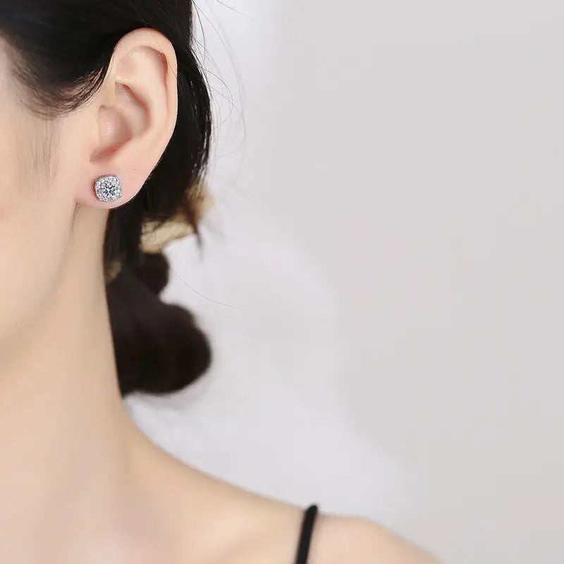 Moissanite Earrings for Women Pass Diamond Test Pen 100%  With Certificate Ear Studs 925 Sterling Silver Fine Jewelry