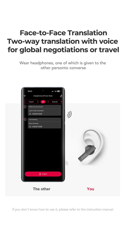 [Ultra HD Screen] HTC NE40 Earphones Bluetooth V6 TWS Sports Wireless Headphones AI Translator Earbud In-Ear Noise Reduction Mic