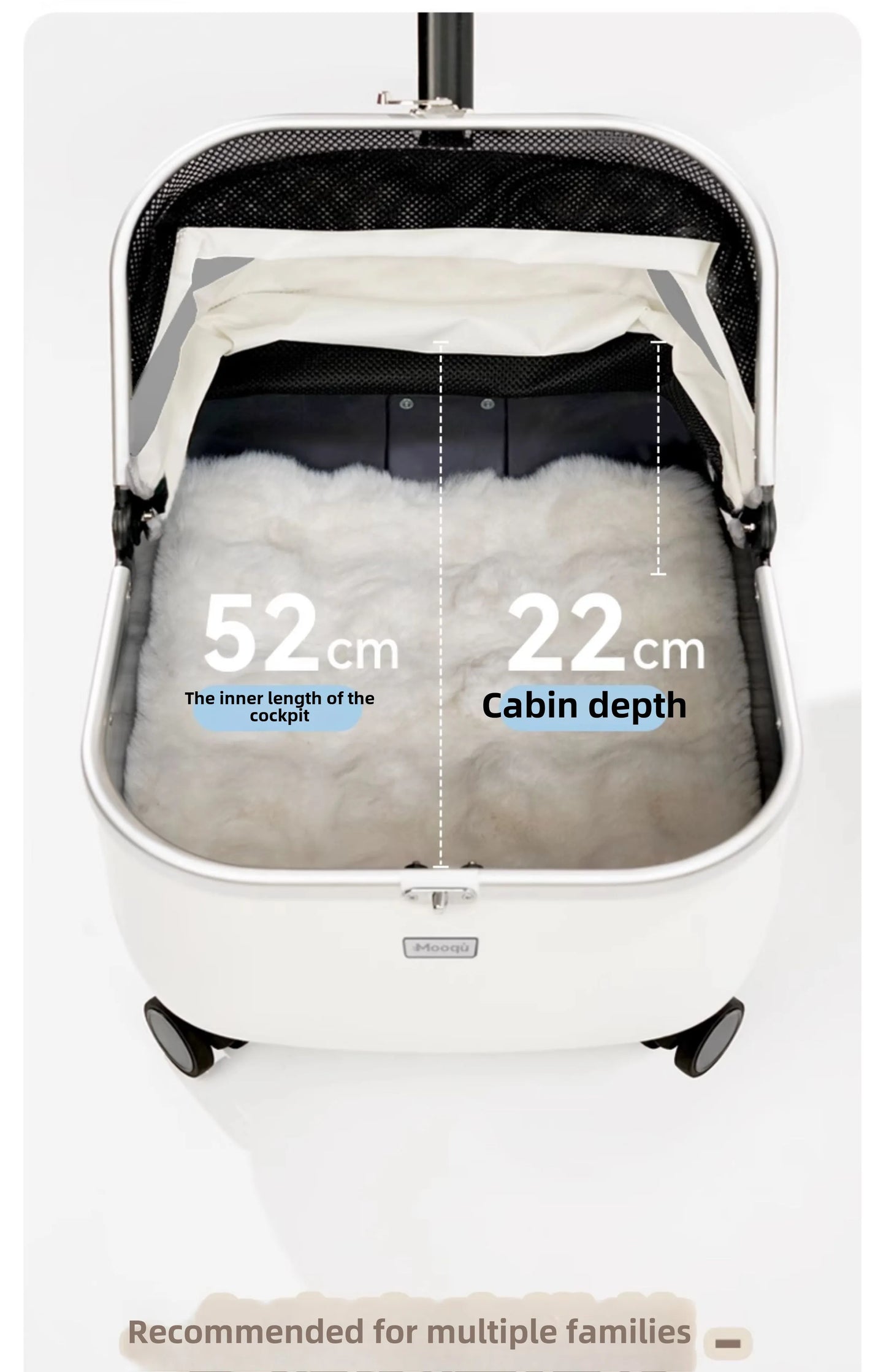 Lightweight Pet Travel Carrier Large Capacity Cat Backpack Shock-Absorbent Rolling Dog Trolley Adjustable Handle Pet Stroller