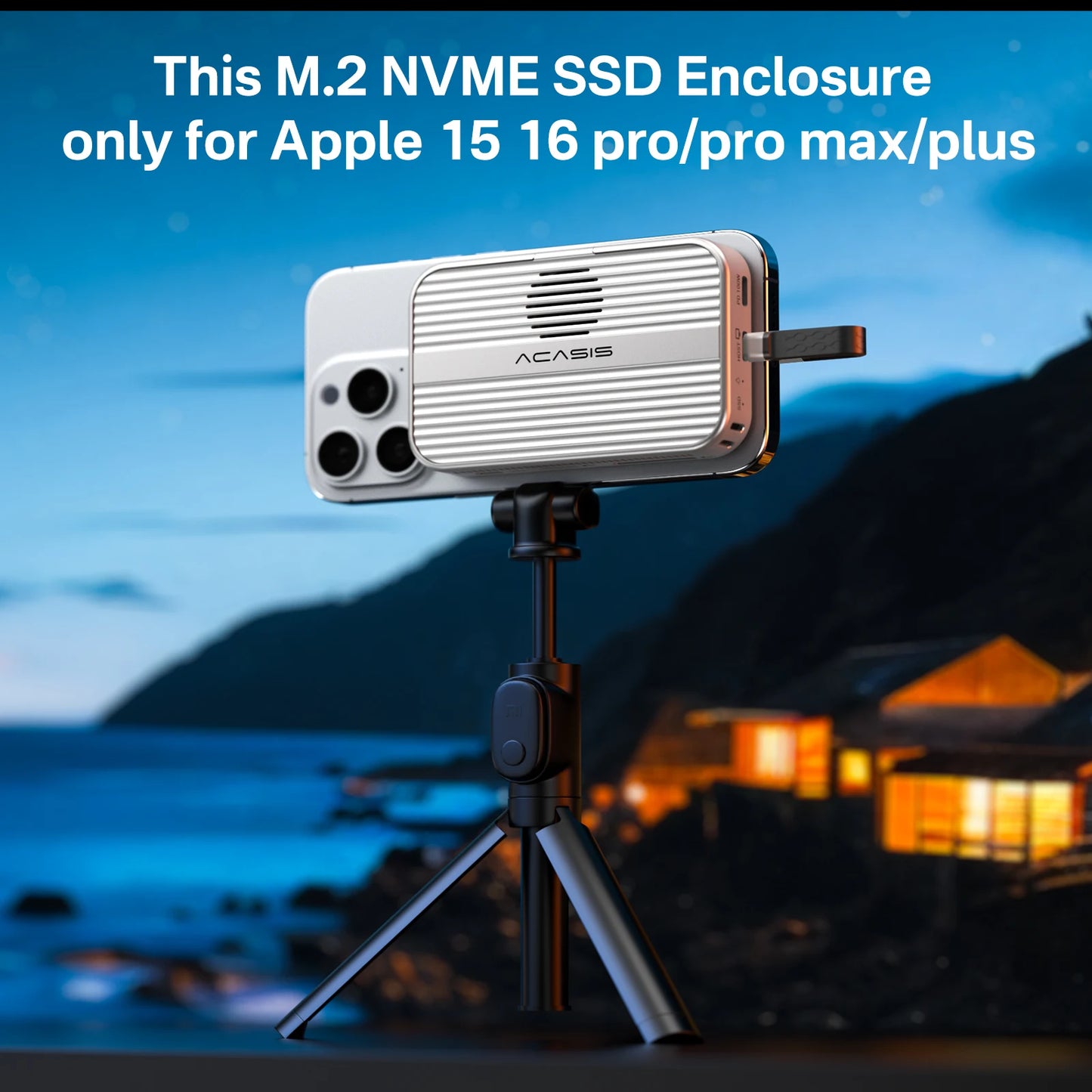 Acasis Magnetic M.2 NVMe SSD Enclosure 10Gbps USB C Docking Station with Cooling Fan HDMI 4K60HZ SD/TF PD 100W for iPhone 17 16