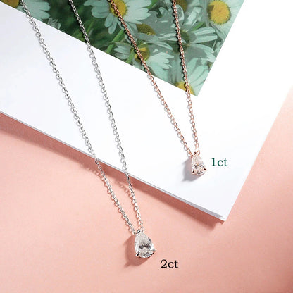 Smyoue Certified 1CT 2CT Pear Cut D VVS1 Moissanite Necklace for Women 18k Gold Plated Jewelry 100%  Sterling Silver 925 Pendant