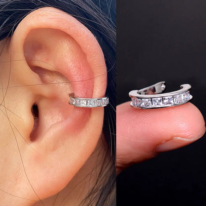 1Pc Fashion Geometry Crystal CZ  Leaf Clip Earring For Women Without Piercing Punk Vintage Star Ear Cuff Wrap Adjustable Jewelry