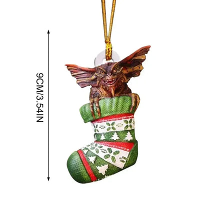 New 2D Christmas Gremlins Ornament Fairy Light Santa Hat Gizmo Figurine Hanging Pendant Decor Christmas Tree Party Acesssories