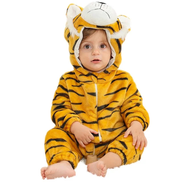 MICHLEY Carniva Baby Rompers Winter Clothes Flannel Hooded Bodysuits Pajamas Animals Overall Jumpsuit For Girls Boys Kids
