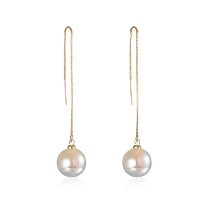 New Trend Simulation Pearl Long Earrings Women's Flower Rhinestone Wedding Pendant Earrings Fashion Korean Jewelry Earrings