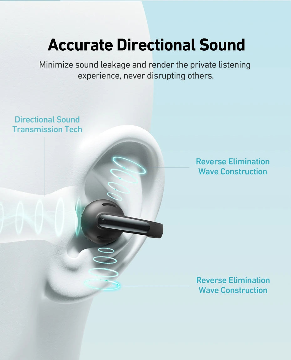 Baseus Bowie MC1 Ear Clip Wireless Earphones Bluetooth 5.4 Open-Ear Headphones Clip-On Sports Earbuds  IP57 Waterproof AI-Bass