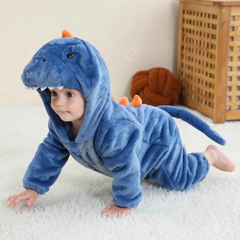 MICHLEY Carniva Baby Rompers Winter Clothes Flannel Hooded Bodysuits Pajamas Animals Overall Jumpsuit For Girls Boys Kids