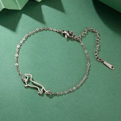 Cute Dachshund Dog Stainless Steel Bracelet for Women's Valentine's Day Commemorative Day Jewelry and Gift Wholesale