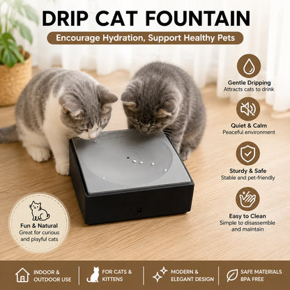 Cat Water Dispenser with Drip Design,Interactive Pet Drinking Toy,Easy to Clean Water Station for Indoor Outdoor Cats and Kitten