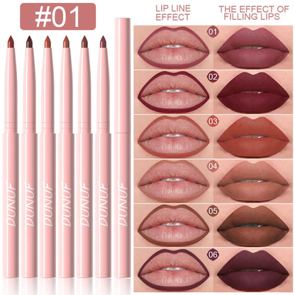 6pcs Lip Liner Pen Set Long-Lasting, Waterproof Sweatproof, Easy Coloring Non-fading Color Rendering Lip Gloss Set Beauty Makeup